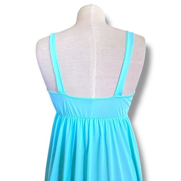 Vintage 1970s Formfit Rogers Womens Nightgown Sz Small Tiffany Blue Nylon Lace - Picture 9 of 11